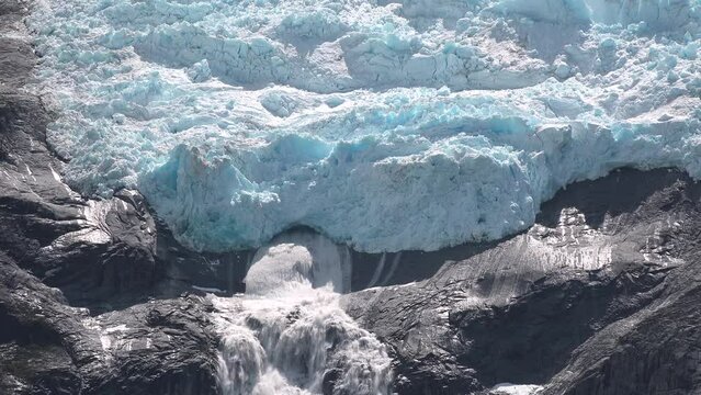 Global warming and climate change. Melting glaciers in the mountains of Patagonia.
