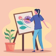 artist woman painting picture