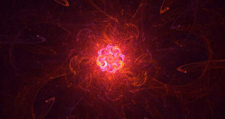 3D rendering abstract multicolor fractal light background