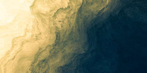 Fototapeta premium Abstract paint background by deep blue and gold color with liquid fluid texture in luxury concept.