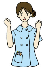 頑張れのポーズをする女性看護師
