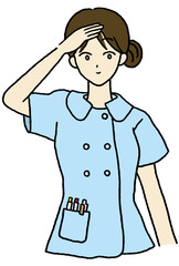 探すポーズをする女性看護師