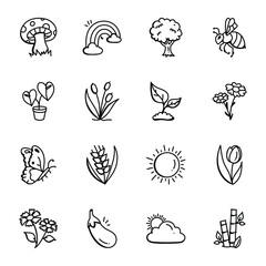 Pack of Nature Doodle Icons