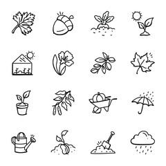 Set of Agriculture Hand Drawn Icons