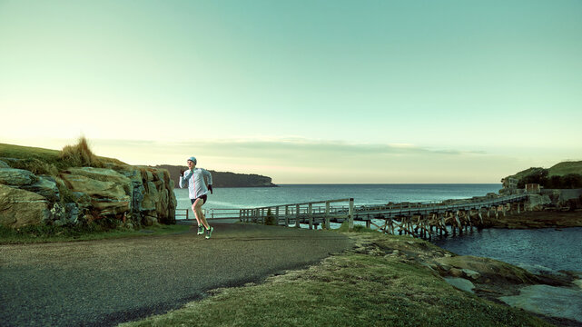 Running man in the early morning