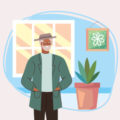 afro old man modeling