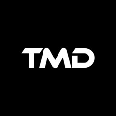 TMD letter logo design with black background in illustrator, vector logo modern alphabet font overlap style. calligraphy designs for logo, Poster, Invitation, etc.
