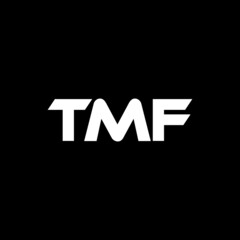 TMF letter logo design with black background in illustrator, vector logo modern alphabet font overlap style. calligraphy designs for logo, Poster, Invitation, etc.