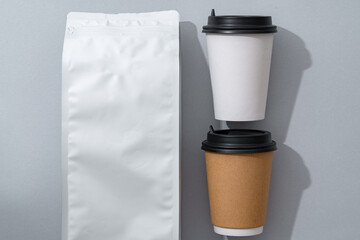 Coffee identity branding mockup set top view flat lay