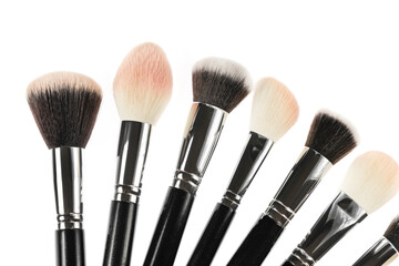 Professional makeup brush made of natural pile on a white background