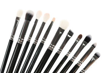 Professional makeup brush made of natural pile on a white background
