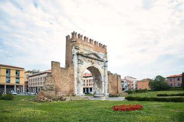 Fototapeta na wymiar Ancient Romance arch of August oa Rimini