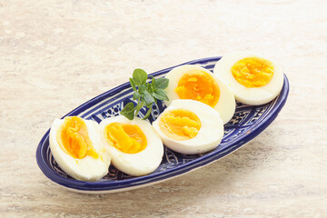 Boiled chicken egg for breakfast