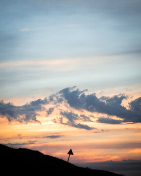 Silhouetted Sign at Sunrise