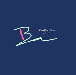 Ba Initial Handwriting Logo Illustrations & Vectors