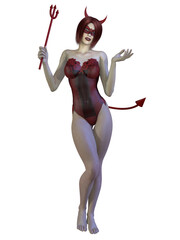 3d illustration of an sexy female devil figure