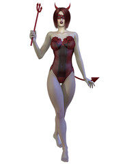 3d illustration of an sexy female devil figure