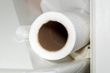 white microfiber cloth for cleaning in roll.