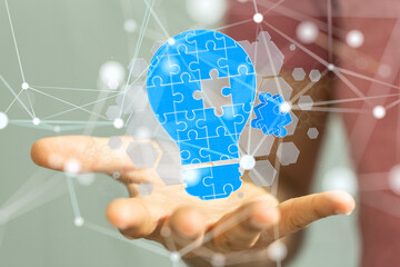 Neural network 3D illustration. Big data and cybersecurity