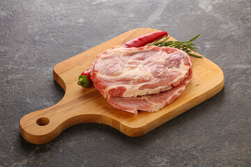 Raw pork meat neck steak