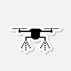 Agricultural spraying drone sticker icon sign for mobile concept and web design