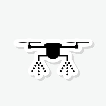 black drone spraying agricultural fields clip art preview