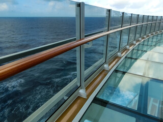 Glass floor bridge on the cruise ship
