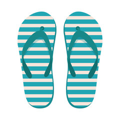 Pair of beach slippers. Summer flip flops. Flat vector illustration
