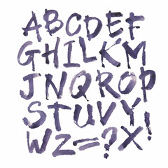 Fototapeta premium Vector Acrylic Brush Style Hand Drawn Alphabet Font. Calligraphy alphabet on a white background