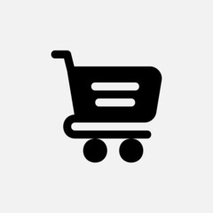 Shopping cart icon in solid style about essentials, use for website mobile app presentation