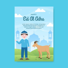 Eid al Adha Invitation Template Social Media Flat Cartoon Background Illustration