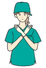 ダメのポーズをする女性外科医