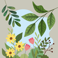 yellow flowers in stain frame