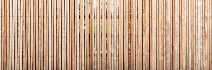 Background brown classic wooden fence planks wall facade wood wallpaper in panoramic web format and header