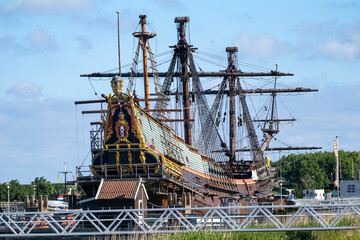 Historical ship Lelystad - obrazy, fototapety, plakaty