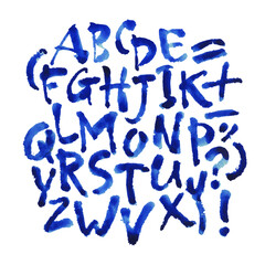 Vector Acrylic Brush Style Hand Drawn Alphabet Font. Calligraphy alphabet on a white background