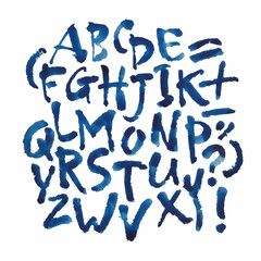 Vector Acrylic Brush Style Hand Drawn Alphabet Font. Calligraphy alphabet on a white background