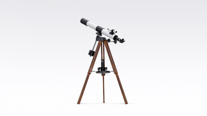 Small telescope on a tripod for observing nearby space objects and for teaching astronomy. 3d illustration - obrazy, fototapety, plakaty