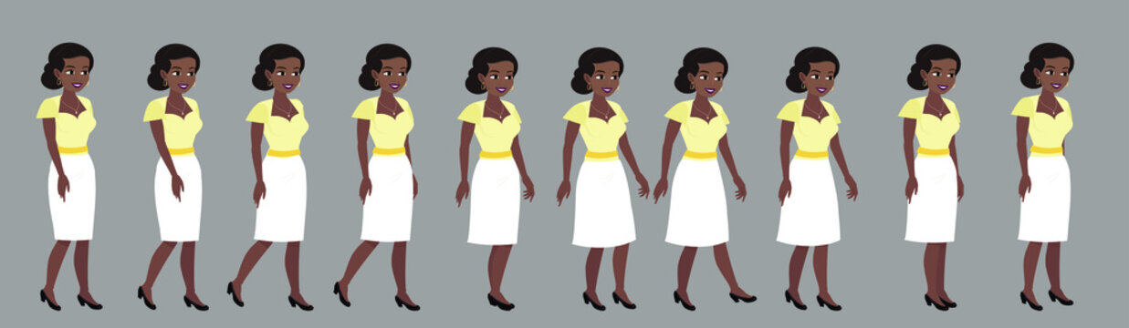 The gait of an African woman. Sequences for animation.