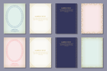 Japanese style cloud pattern frame postcard set.