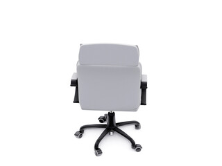 White leather office chair isolated on white background. Executive Stylish workplace. 3D illustration