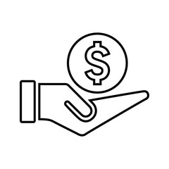 Payment, pay out, spend money outline icon. Line art vector.