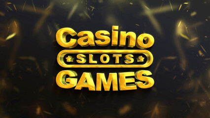 Casino slots Game Gold 3D letters on a black background. For games on a smartphone and slot machines or casinos. Used for advertising or as a call to action. 3D illustration