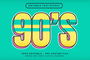 Naklejka premium 90's retro color 3d text effect and editable text effect