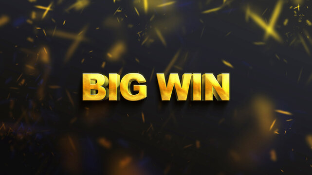 Mega win gold 3D letters on a black background. For games on a smartphone and slot machines or casinos. Used for advertising or as a call to action. 3D illustration