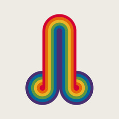 Decorative penis icon in rainbow stripes