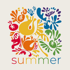 Abstract rainbow colors tropical summer vibes print