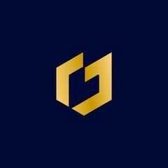 Letter G logo vector design in gold color