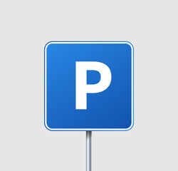 Blue street parking sign. Information about allowed paid and free stop