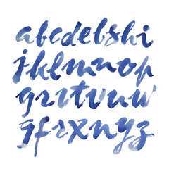 Vector Acrylic Brush Style Hand Drawn Alphabet Font. Calligraphy alphabet on a white background